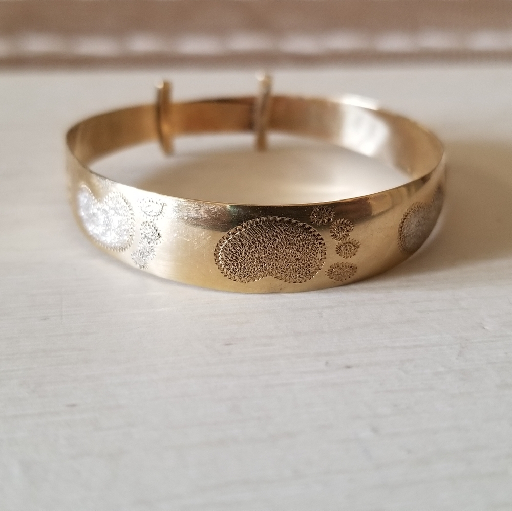 10K Gold Footprints Baby Bangle Bracelet